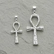 Ezüst egyiptomi ankh kereszt medál hieroglifákkal díszítve több méretben
