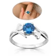 Kék köves ezüst gyűrű szívecskével