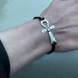 Ankh kereszt karkötő, ezüst ékszer ( több színben és méretben )