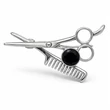 Barber olló/fésű ezüst bross fekete kővel