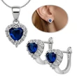 Elegáns kék szív kővel díszített ékszerszett
