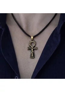 Ankh kereszt egyiptomi napistennel hieroglifákkal díszítve a Heim Ékszer webáruháztól