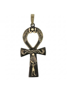 Ankh kereszt egyiptomi napistennel hieroglifákkal díszítve a Heim Ékszer webáruháztól