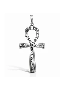 Ezüst Ankh kereszt medál egyiptomi hieroglifákkal, Heim Ékszer webáruház