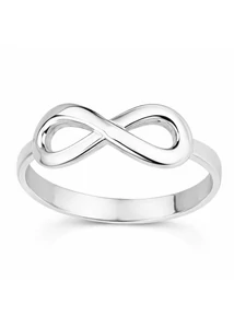 ezüst végtelen jeles gyűrű elegáns minimalista stílusban