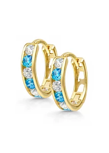 Kék-fehér köves pici arany babafülbevaló 