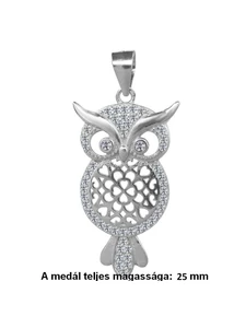 Bagoly medál, kövekkel díszített arany ékszer