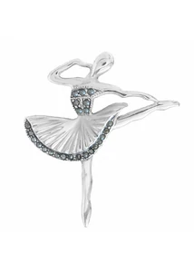 Ezüst balerina kitűző markazittal