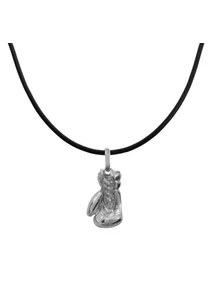 Ezüst box kesztyű medál bőr nyaklánccal a Heim Ékszer webáruháztól