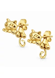 két részből álló  bájos arany cica fülbevaló