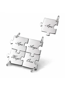 Ezüst puzzle medál gravírozható kivitelben, letisztult minimalista ékszer a Heim Ékszer webáruháztól