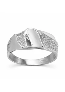 fatörzs mintás, faerezetes ezüst gyűrű organikus mintával