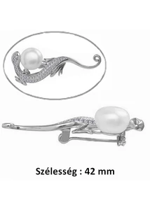 Ezüst gyík kitűző gyönggyel