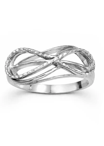 Hullámzó dupla végtelen jellel díszített ezüst gyűrű