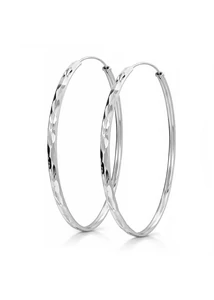 Nagy méretű, ezüst, metszett karika fülbevaló