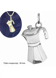 Kotyogós kávéfőző, mokka főző medál, ezüst ékszer ( közepes méret )
