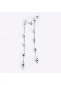 Láncos lógós ezüst fülbevaló gömbökkel