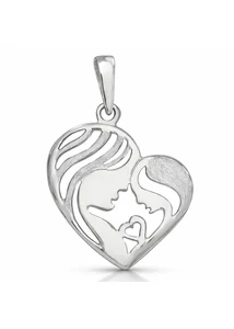 nagy ezüst anya gyermek szív medál elegáns minimalista ékszer a Heim Ékszer műhelyéből