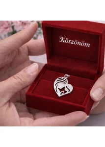 nagy ezüst anya gyermek szív medál elegáns minimalista ékszer a Heim Ékszer műhelyéből
