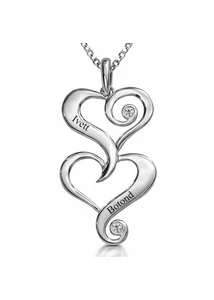 neves ezüst medál nyaklánccal fehér kővel egyedi névvel a Heim Ékszer webáruhaztól