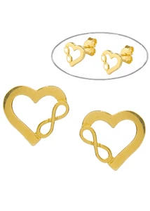 Arany szív fülbevaló végtelen jellel díszítve a Heim Ékszer webáruháztól