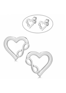 Ezüst szív fülbevaló végtelen jellel díszítve a Heim Ékszer webáruháztól
