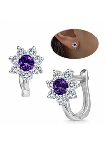 Lila köves virág mintás gyermek fülbevaló