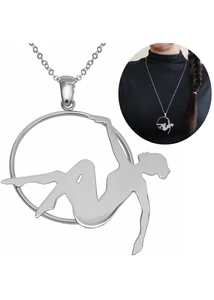 Aerial hoop légtornász medál nyaklánccal, ezüst ékszer