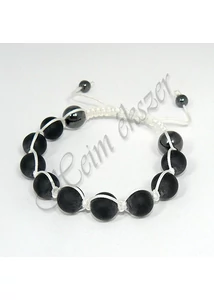 Lávakő gömbös Shamballa  karkötő, ékszer férfiaknak is