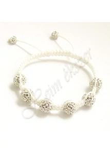 Shamballa fehér swarovski crystal karkötő