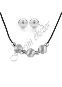Ezüst gömb nyaklánc, fülbevaló garnitúra