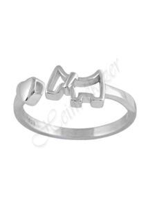 Ezüst szives-kutyás gyűrű, Heim Ékszer webáruház
