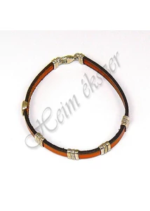 Ezüst ékszer, ezüst karkötő bőrrel díszítve