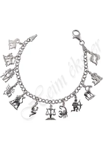 Horoszkópos charm karkötő, ezüst ékszer