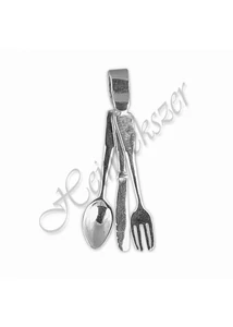 Ezüst ékszer, ezüst kés, villa, kanál medál