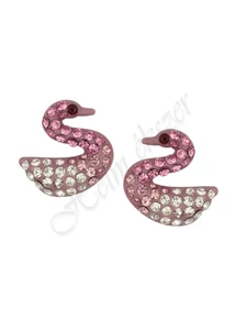 Swarovski kövekkel díszített ezüst hattyú fülbevaló Heim Ékszer webáruház
