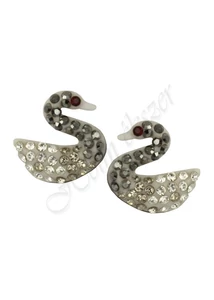 Swarovski kövekkel díszített ezüst hattyú fülbevaló Heim Ékszer webáruház