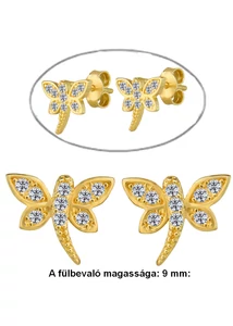 Szitakötő fülbevaló, arany ékszer 