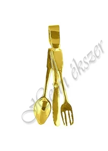 Kés, villa, kanál, evőeszköz medál, arany ékszer Kés, villa, kanál, evőeszköz medál, arany ékszer