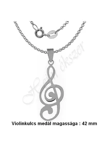 Violinkulcs medál - nyaklánc garnitúra, ezüst ékszer