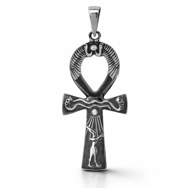 Ankh kereszt egyiptomi napistennel hieroglifákkal díszítve a Heim Ékszer webáruháztól