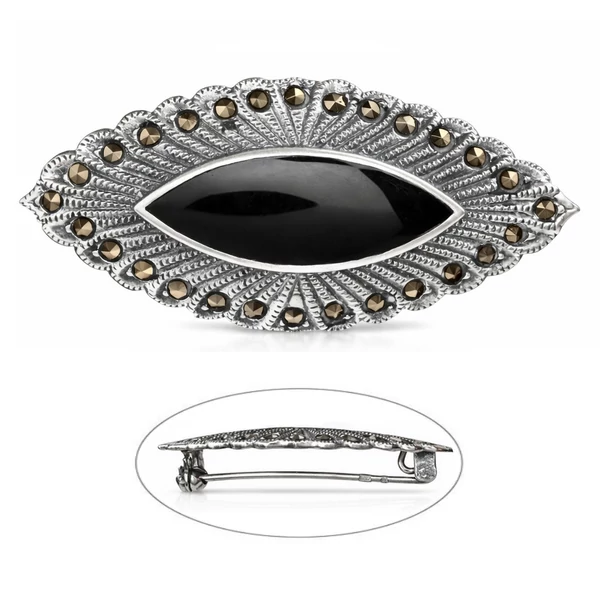 Antikolt, Onix köves ezüst kitűző markazittal