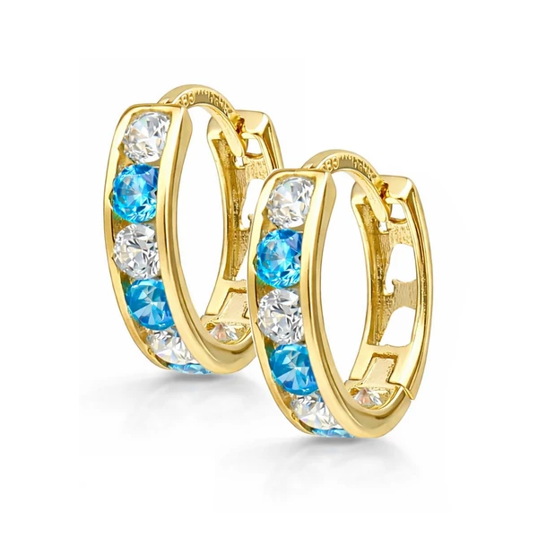 Kék-fehér köves pici arany babafülbevaló 