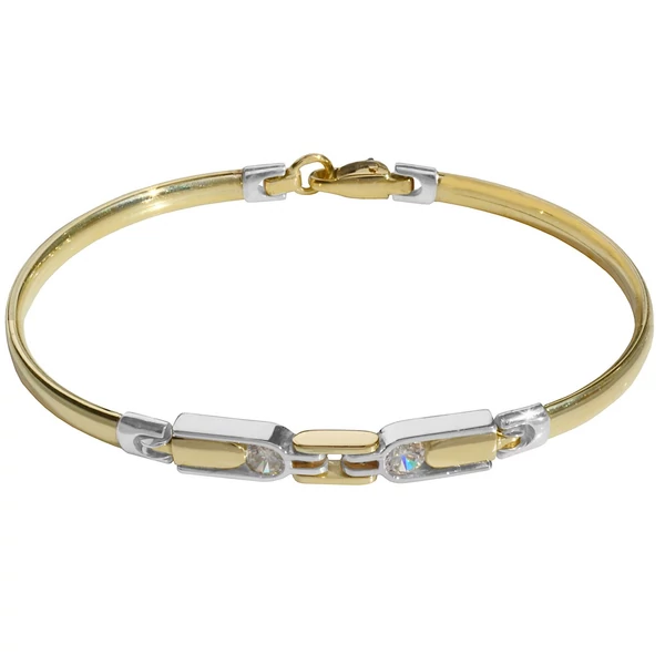 Klasszikus arany karkötő fehérarany betétekkel csillogó cirkónia kövekkel, arany ékszer Klasszikus arany karkötő fehérarany betétekkel csillogó cirkónia kövekkel, arany ékszer