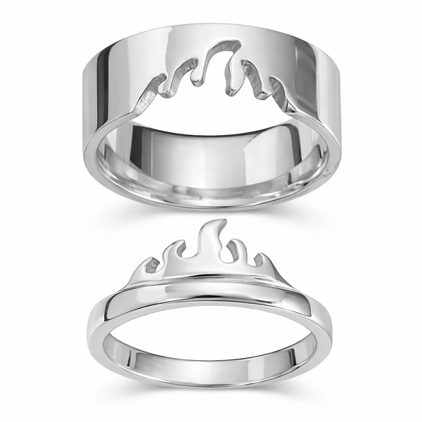 Láng mintás páros ezüst gyűrű