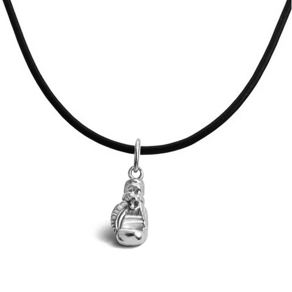 Ezüst boxkesztyű medál bőr nyaklánccal a Heim Ékszer webáruháztól