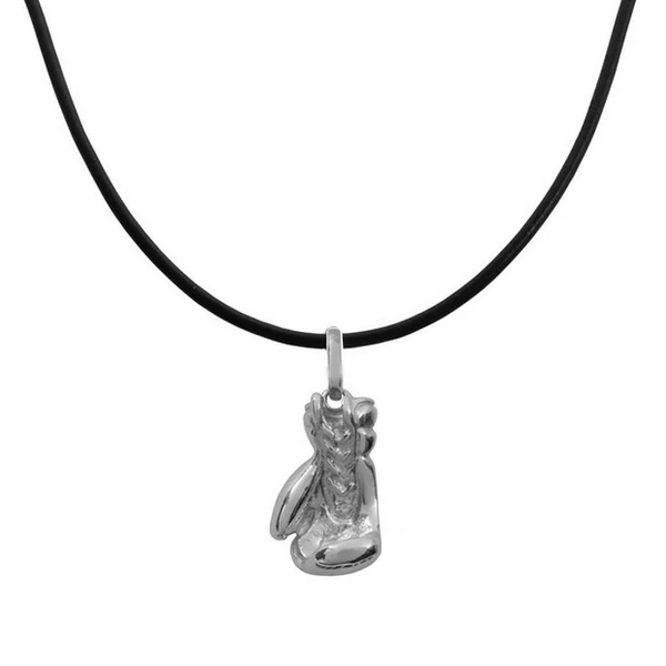 Ezüst box kesztyű medál bőr nyaklánccal a Heim Ékszer webáruháztól