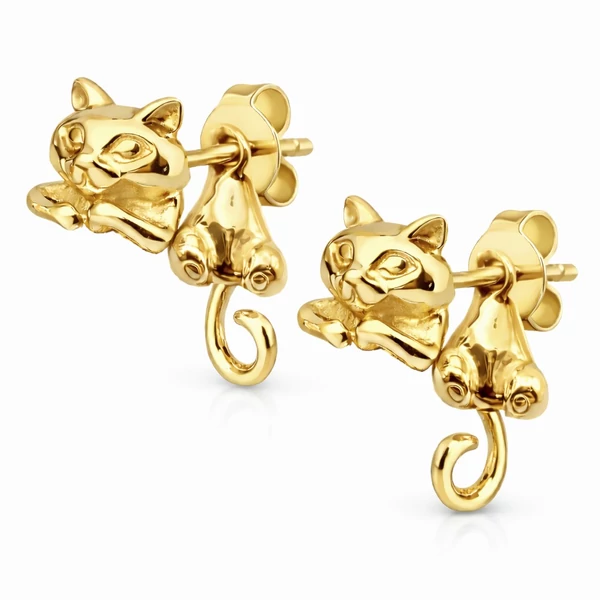 két részből álló  bájos arany cica fülbevaló