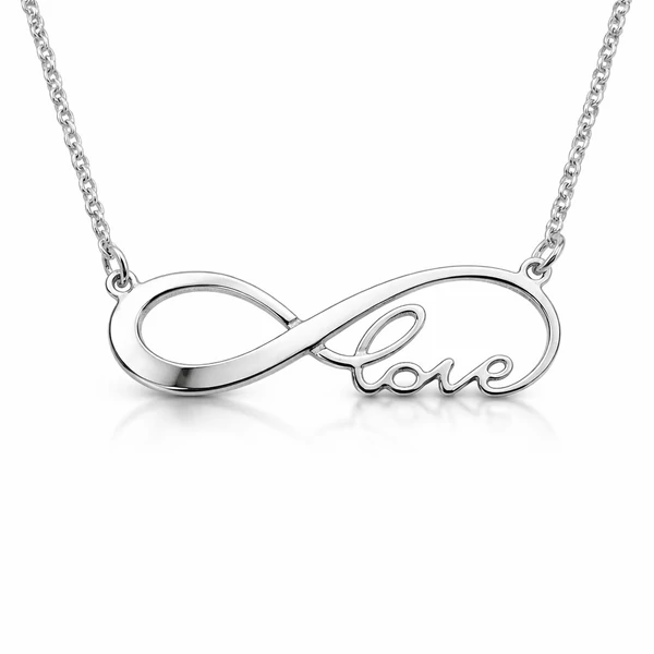Ezüst végtelen jel nyaklánc love felirattal a Heim Ékszer webáruházból