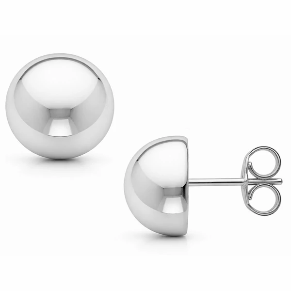 Női ezüst fülbevaló klasszikus félgömb design mindennapi viselethez